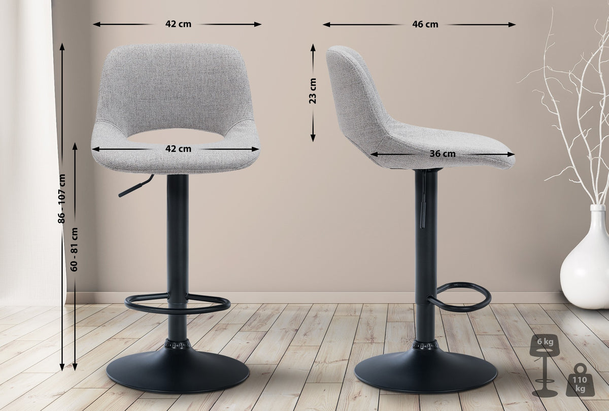 2er Set Barhocker Camden Stoff schwarz – Ansicht 8