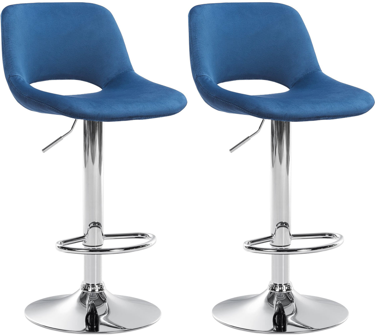 2er Set Barhocker Camden Samt chrom – Ansicht 7