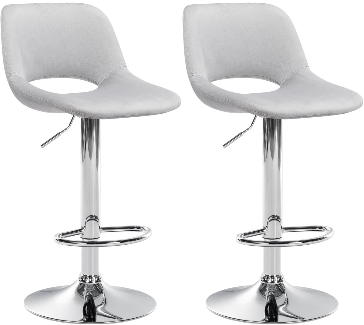 2er Set Barhocker Camden Samt chrom – Ansicht 19
