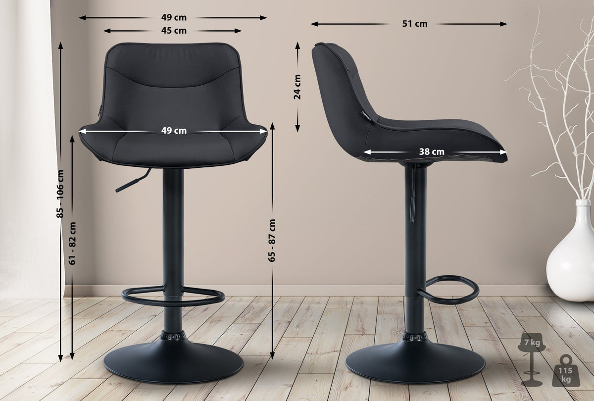 2er Set Barhocker Vonore Kunstleder schwarz – Ansicht 10