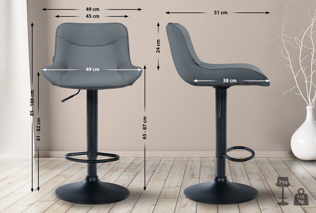 2er Set Barhocker Vonore Kunstleder schwarz – Ansicht 18