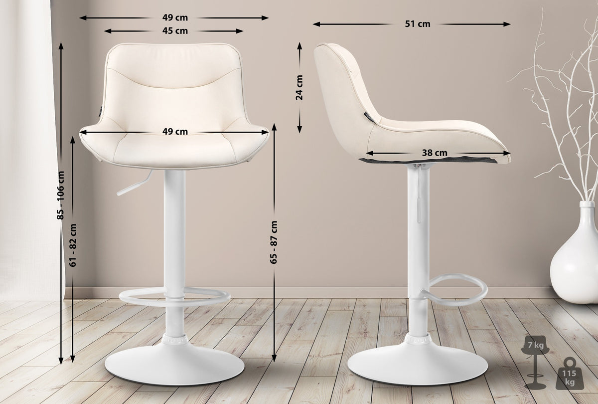 2er Set Barhocker Vonore Kunstleder weiß – Ansicht 10