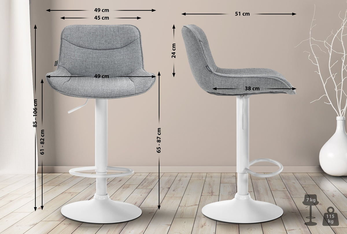 2er Set Barhocker Vonore Stoff weiß – Ansicht 18