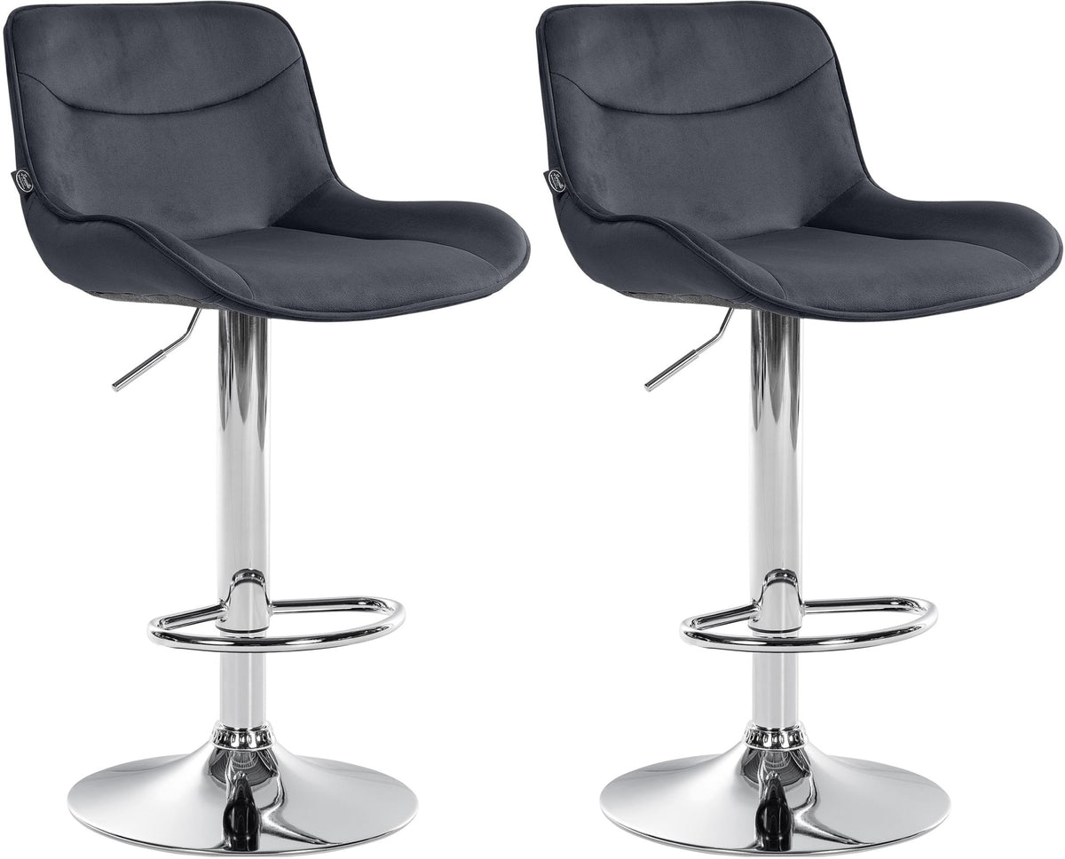 2er Set Barhocker Vonore Samt chrom – Ansicht 9