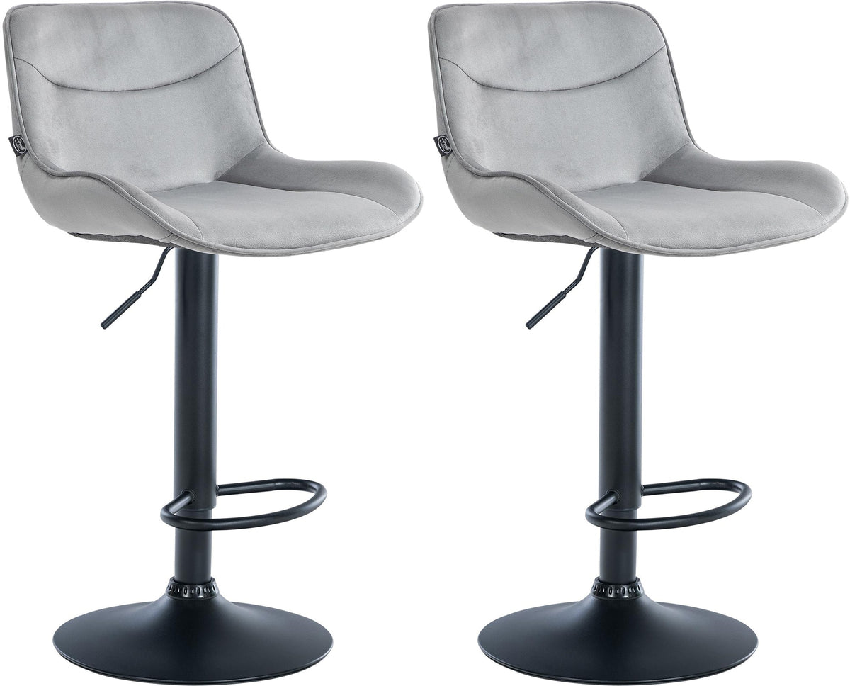 2er Set Barhocker Vonore Samt schwarz – Ansicht 17