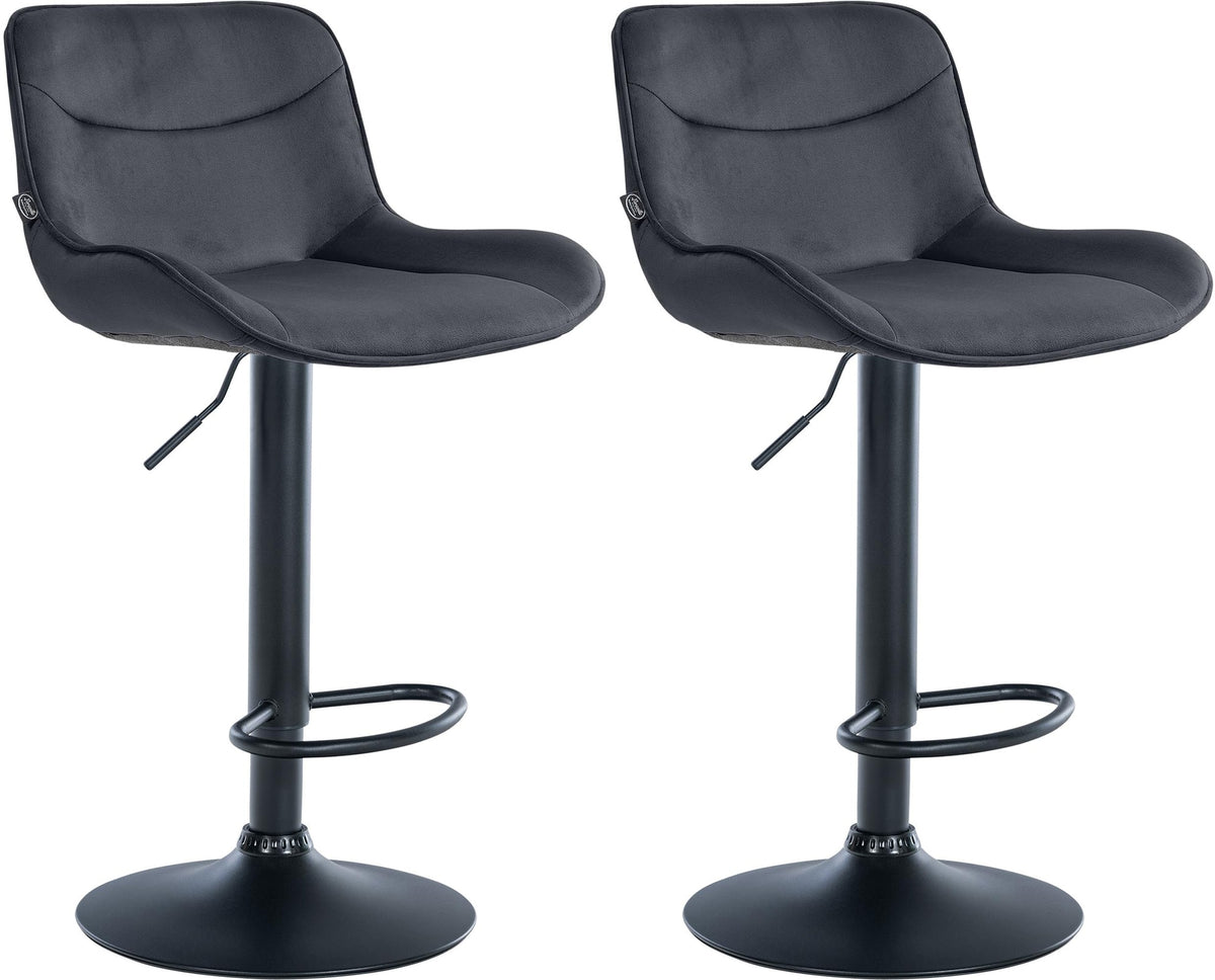 2er Set Barhocker Vonore Samt schwarz – Ansicht 9