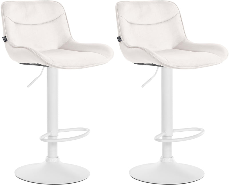 2er Set Barhocker Vonore Samt weiß