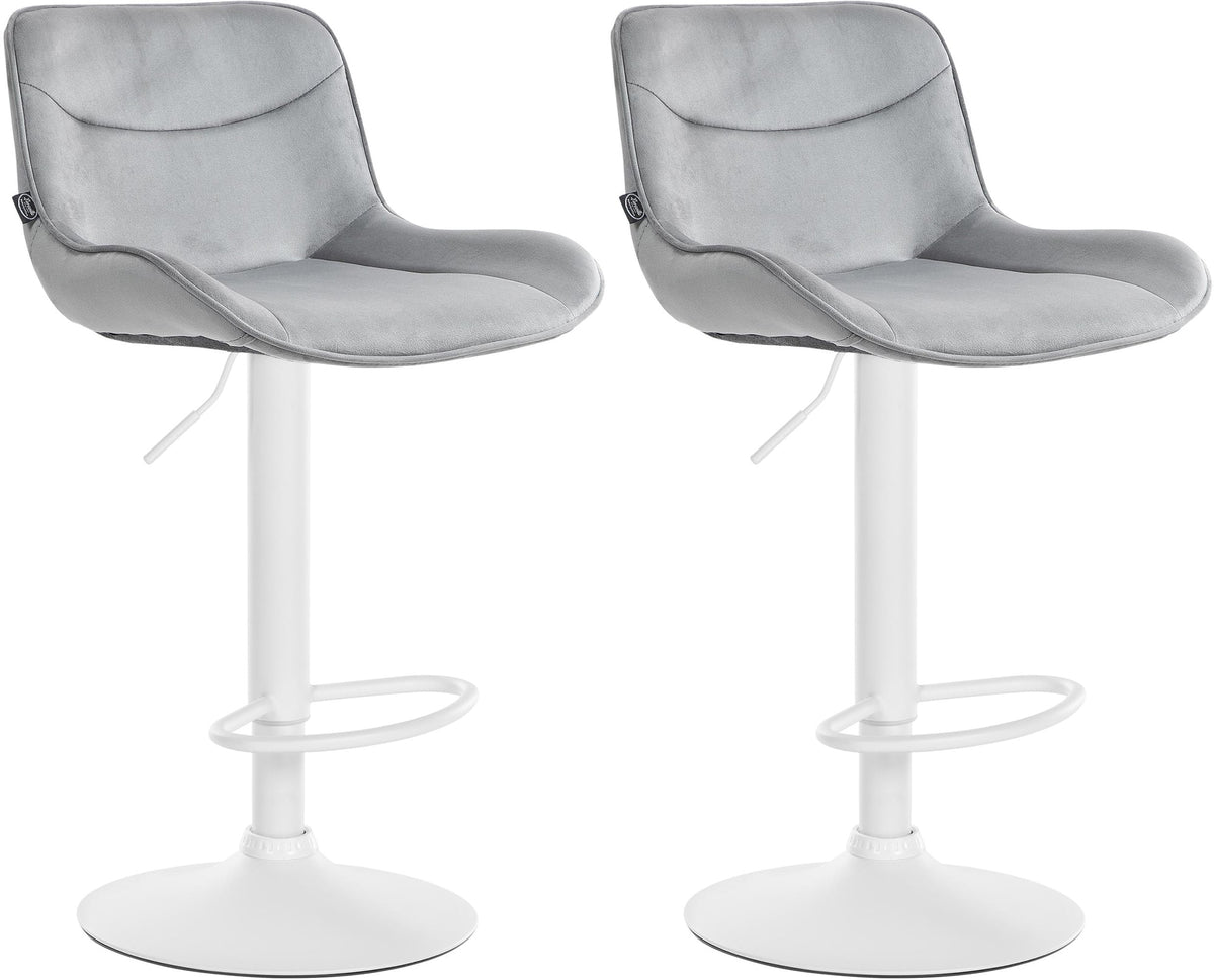 2er Set Barhocker Vonore Samt weiß – Ansicht 17