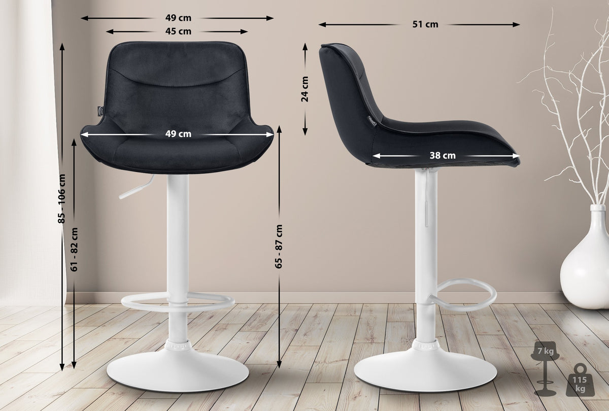 2er Set Barhocker Vonore Samt weiß – Ansicht 10