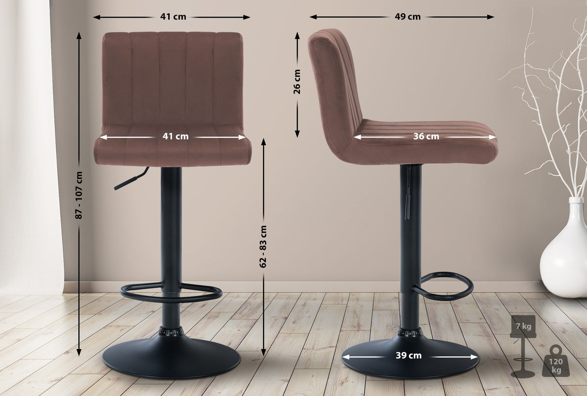 2er Set Barhocker Jamie Samt – Ansicht 9