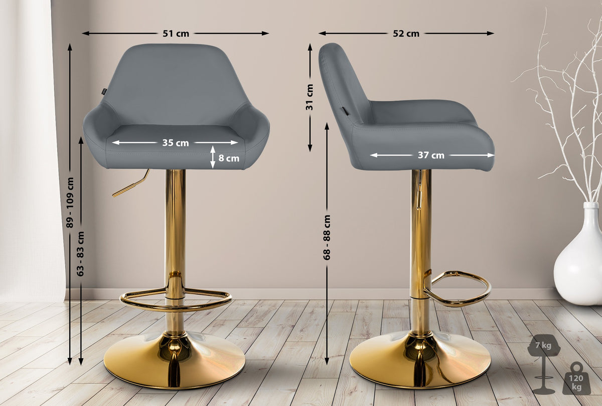 2er Set Barhocker Braga Gold Kunstleder – Ansicht 9