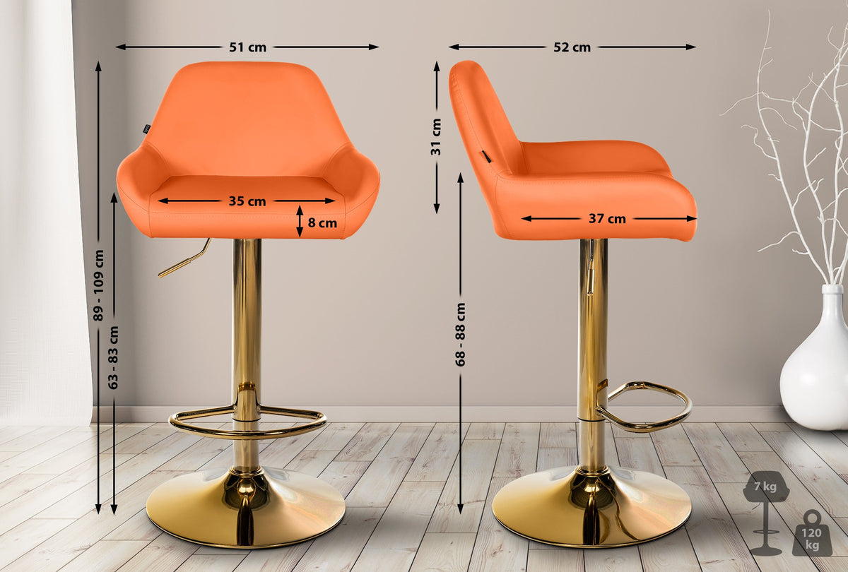 2er Set Barhocker Braga Gold Kunstleder – Ansicht 16
