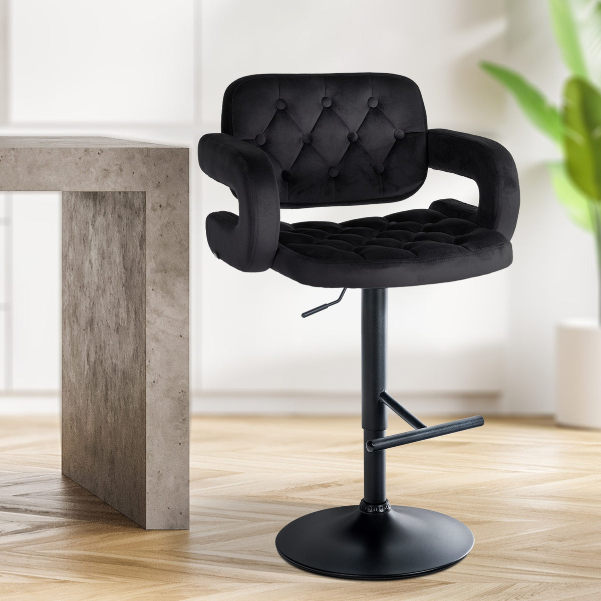 Barhocker Dublin Samt schwarz – Ansicht 10