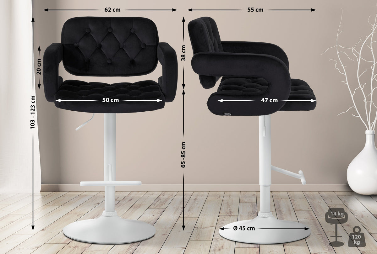 Barhocker Dublin Samt weiß – Ansicht 9