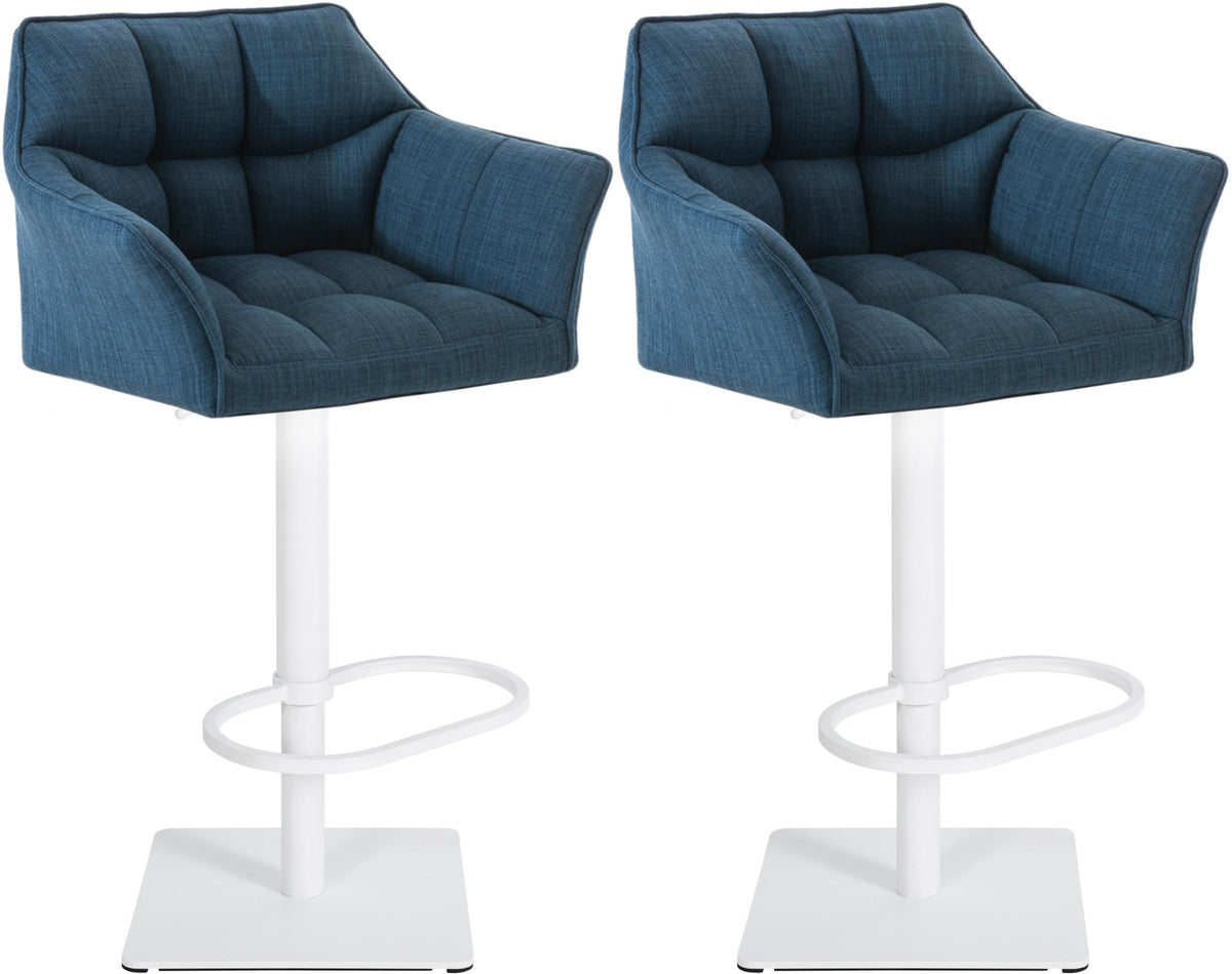 2er Set Barhocker Damaso Stoff weiß