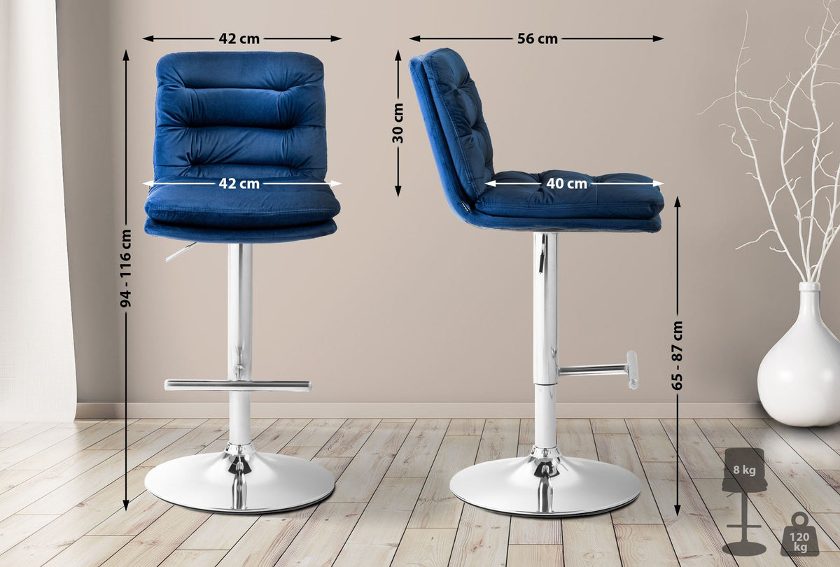 Barhocker Damar Samt chrom – Ansicht 9