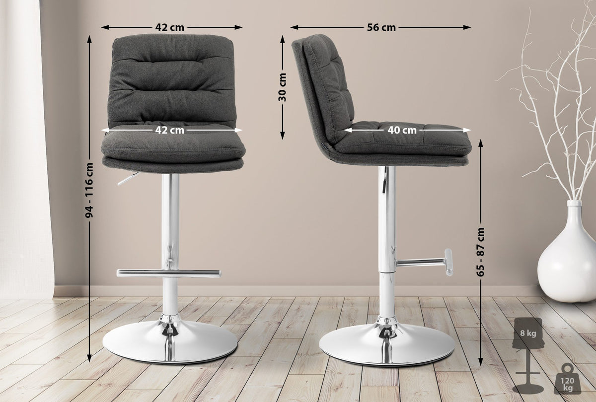 Barhocker Damar Stoff chrom – Ansicht 16