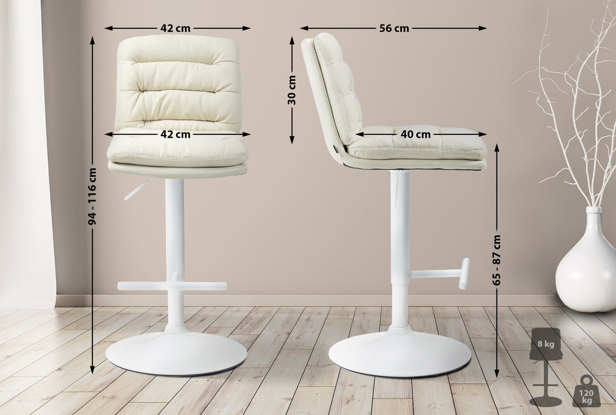 Barhocker Damar Stoff weiß – Ansicht 2