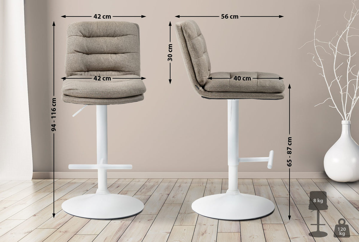 Barhocker Damar Stoff weiß – Ansicht 9