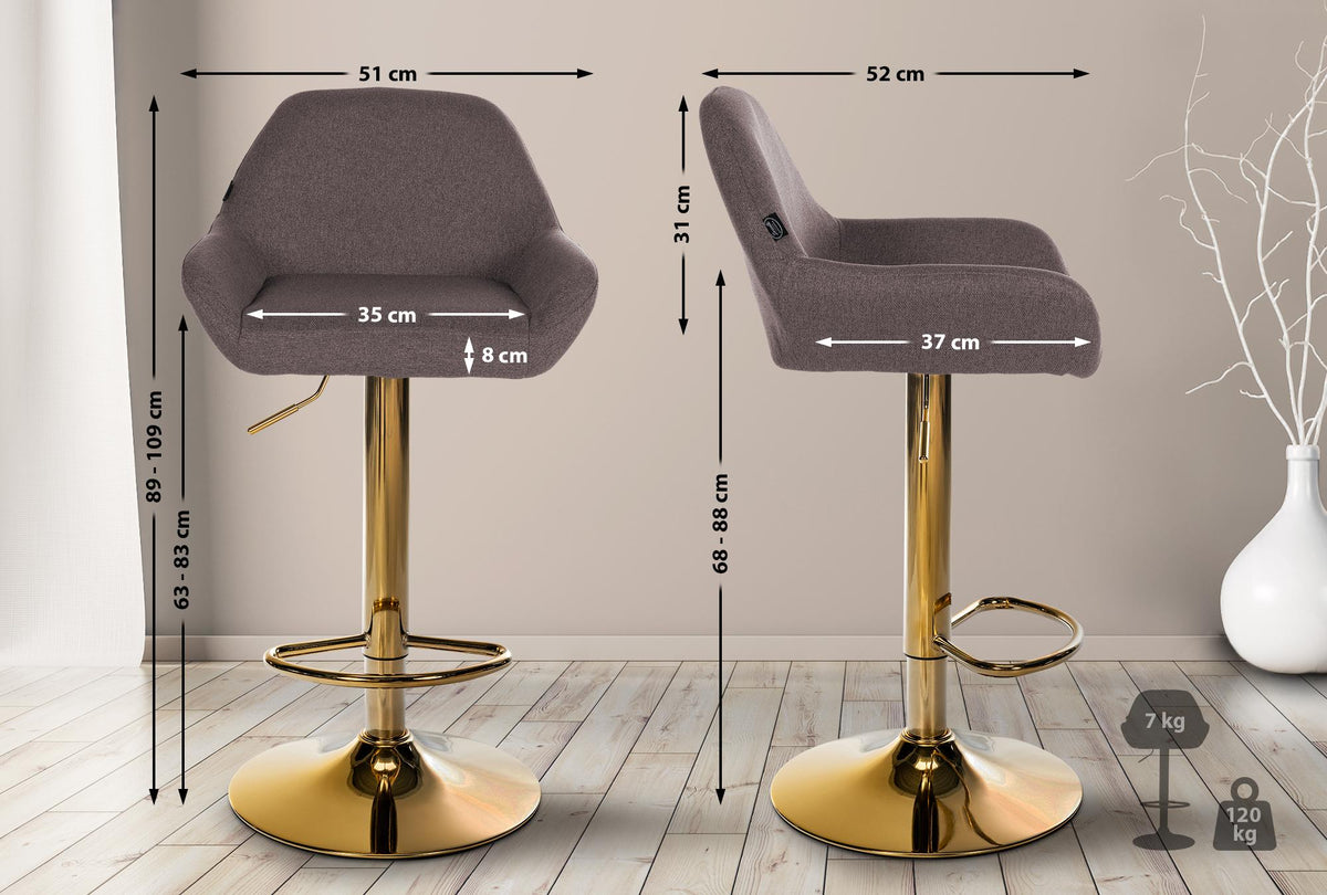 Barhocker Braga Gold Stoff – Ansicht 2