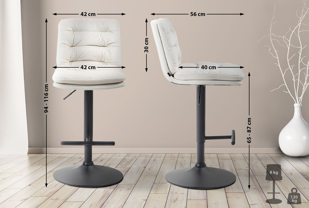 2er Set Barhocker Damar Samt schwarz – Ansicht 2