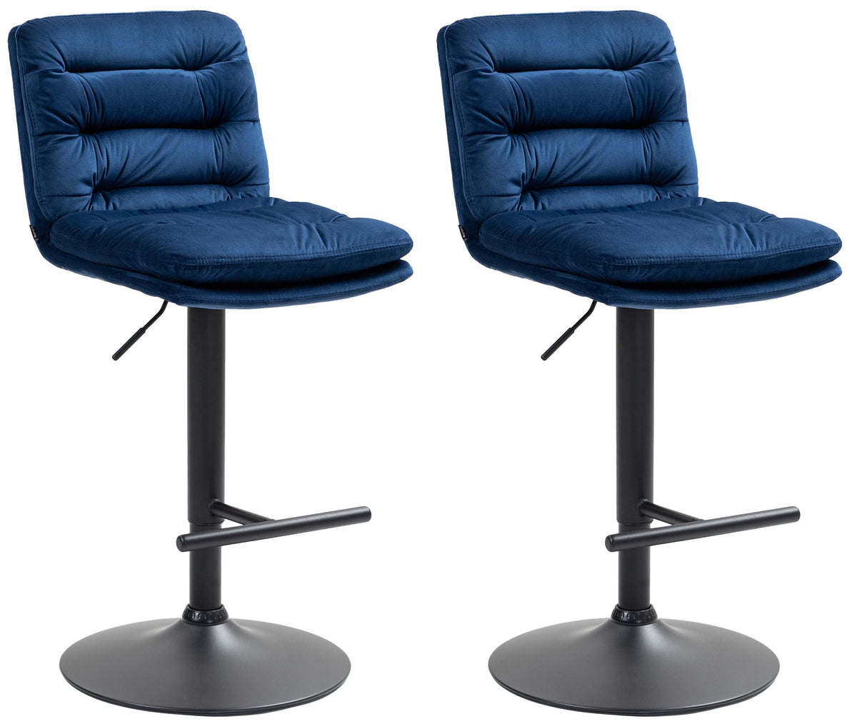 2er Set Barhocker Damar Samt schwarz – Ansicht 8