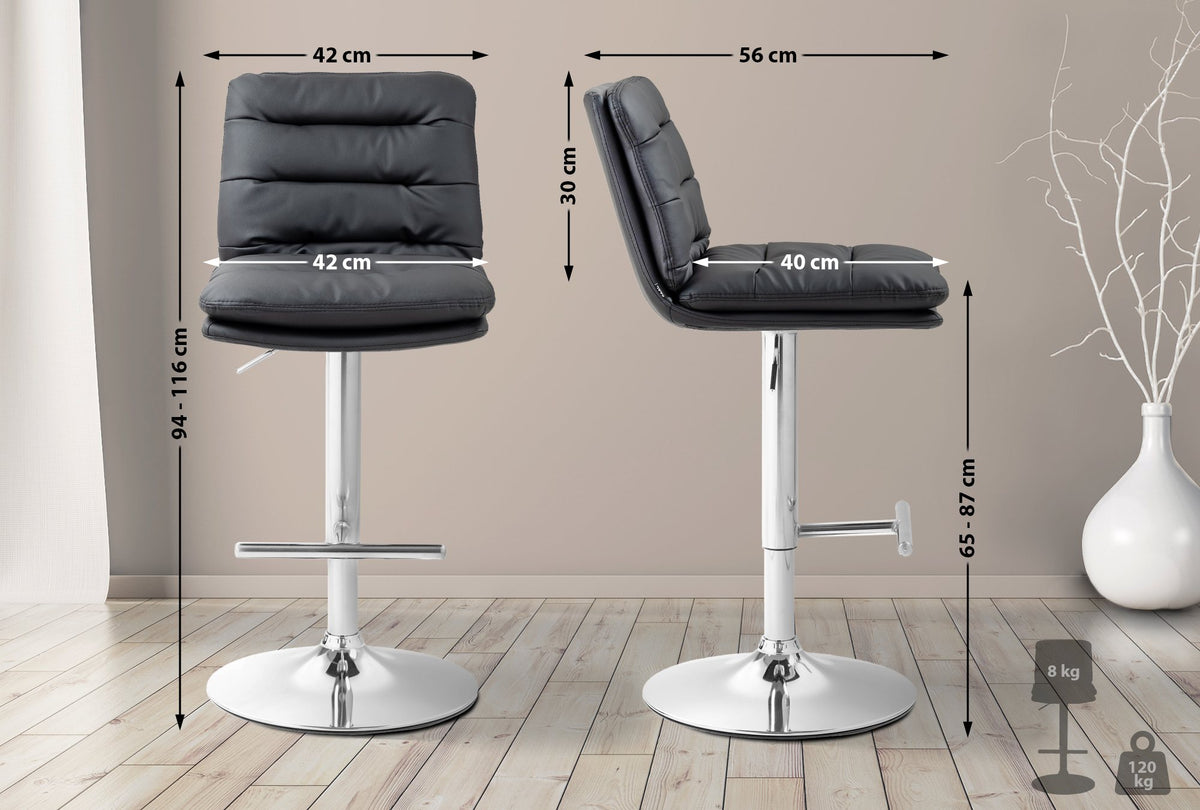 2er Set Barhocker Damar Kunstleder chrom – Ansicht 9