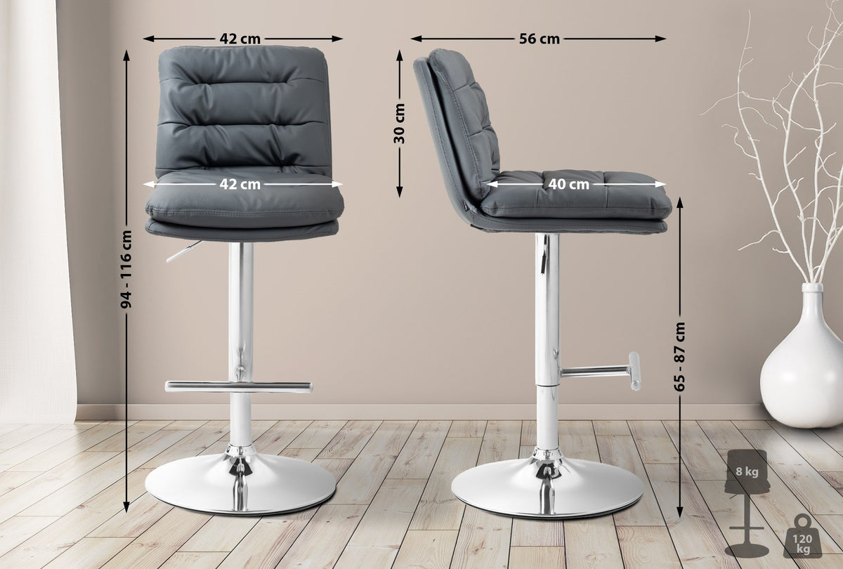 2er Set Barhocker Damar Kunstleder chrom – Ansicht 2