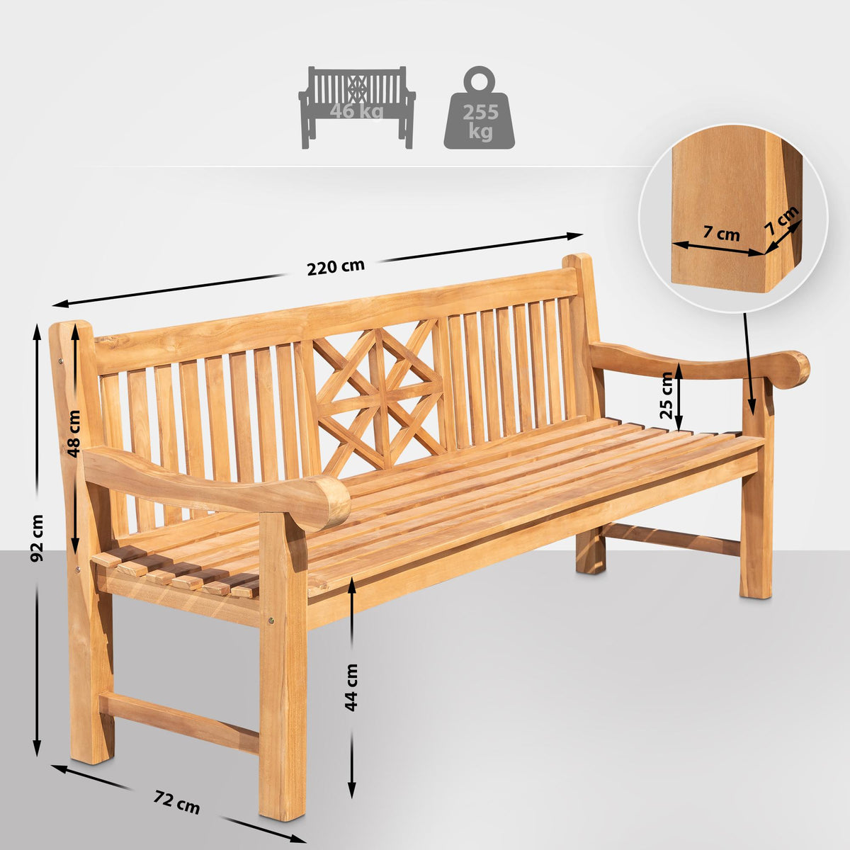 Teakbank Florida 220 cm – Ansicht 2