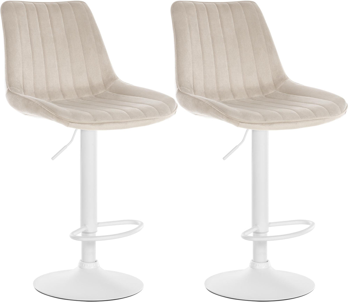 2er Set Barhocker Toni Samt weiß