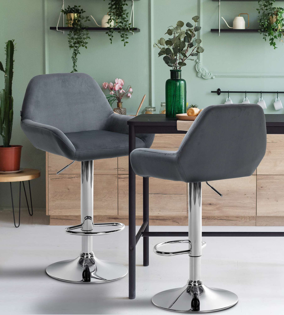 Barhocker Braga Samt chrom – Ansicht 3