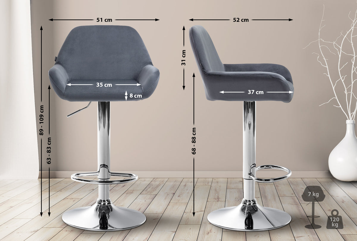 Barhocker Braga Samt chrom – Ansicht 2