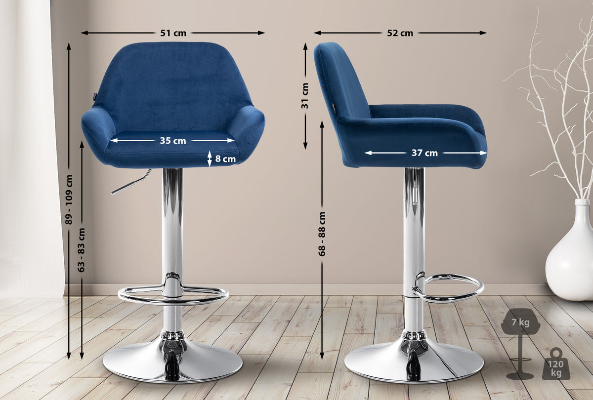 Barhocker Braga Samt chrom – Ansicht 9