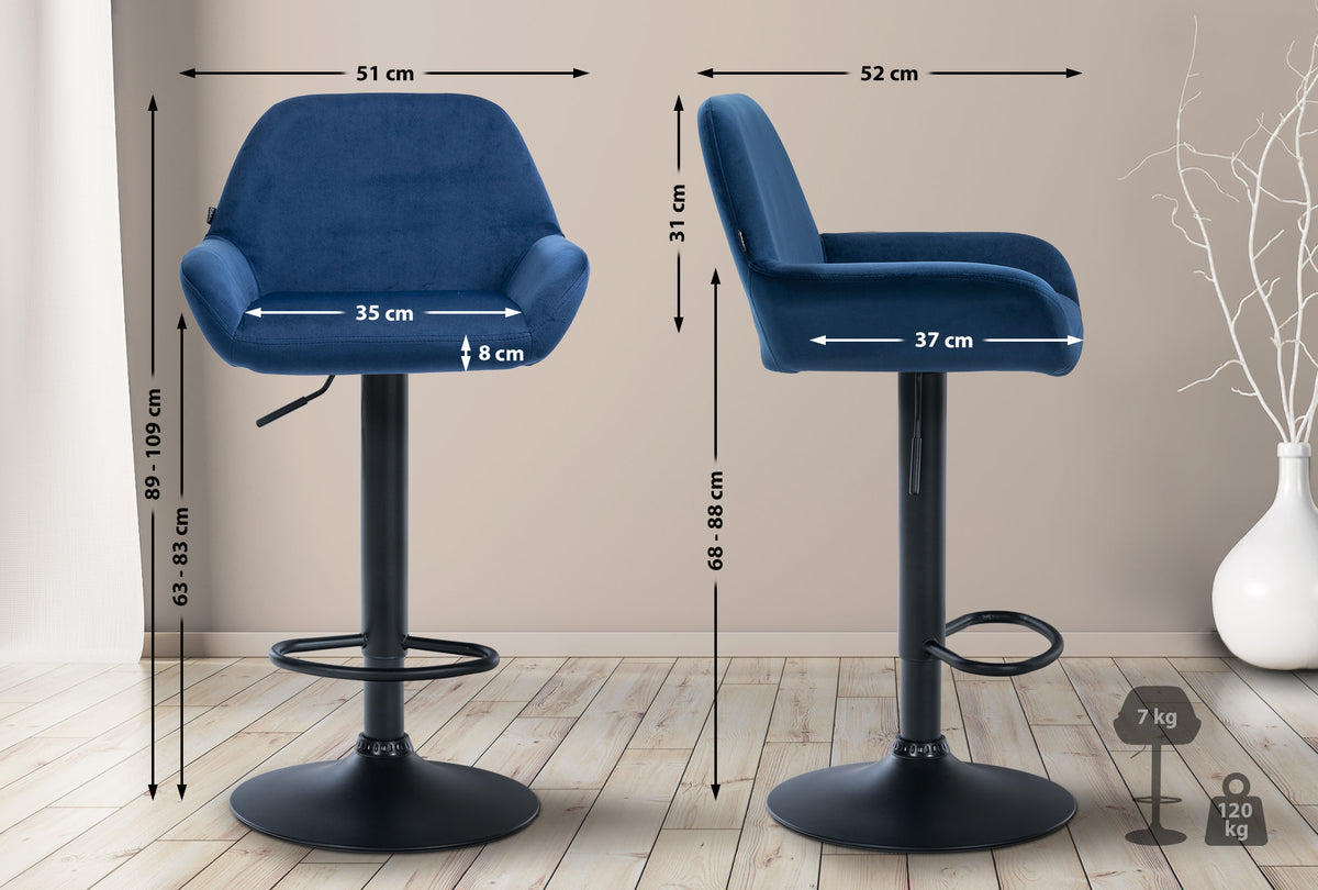 Barhocker Braga Samt schwarz – Ansicht 9
