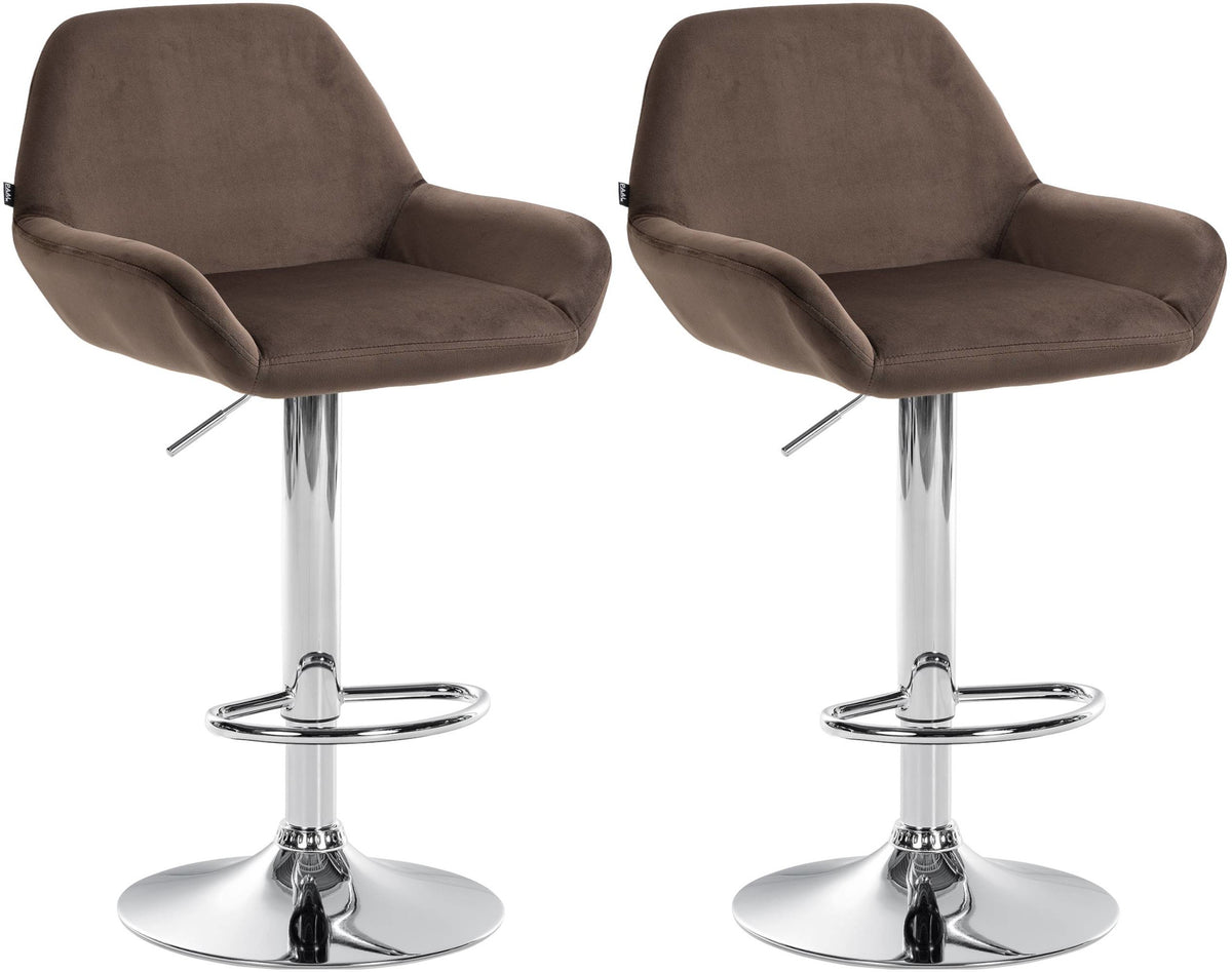 2er Set Barhocker Braga Samt chrom – Ansicht 8