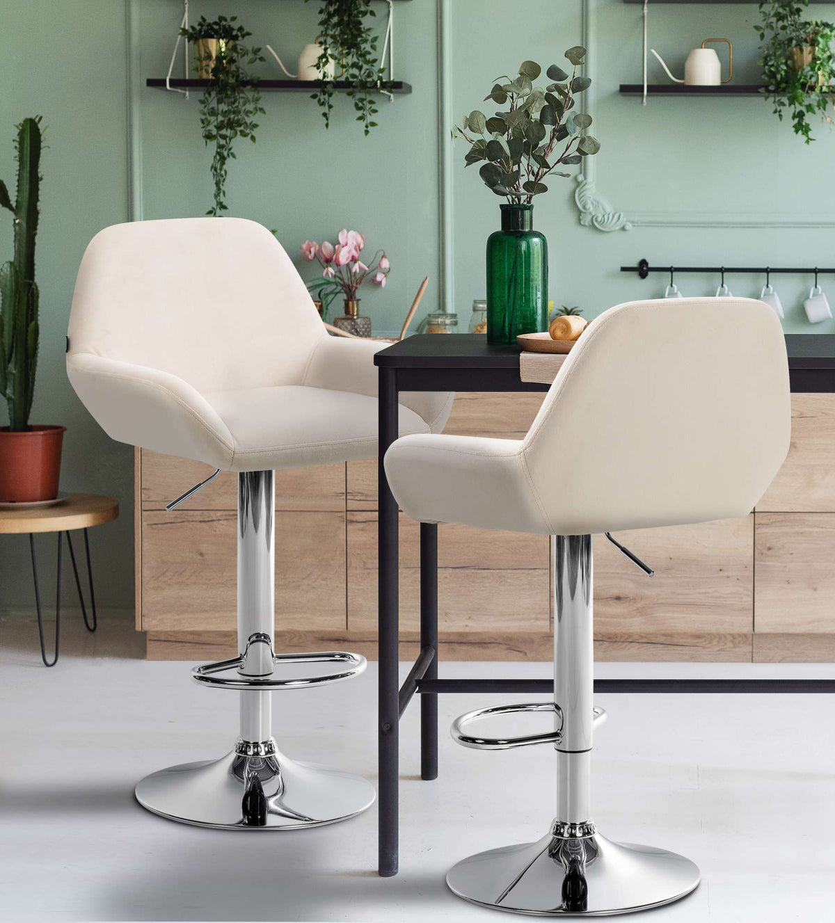 2er Set Barhocker Braga Samt chrom – Ansicht 17