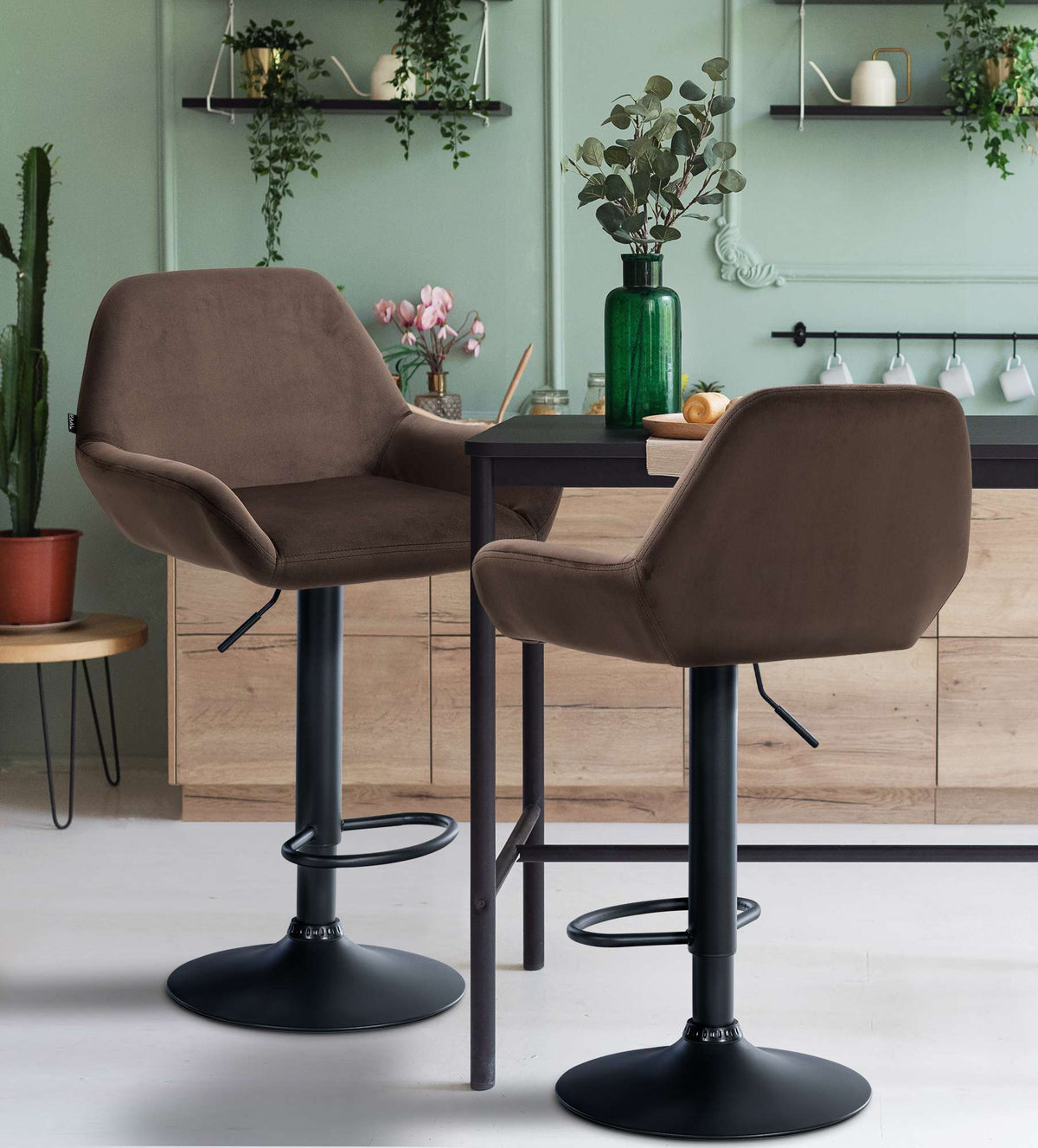 2er Set Barhocker Braga Samt schwarz – Ansicht 10