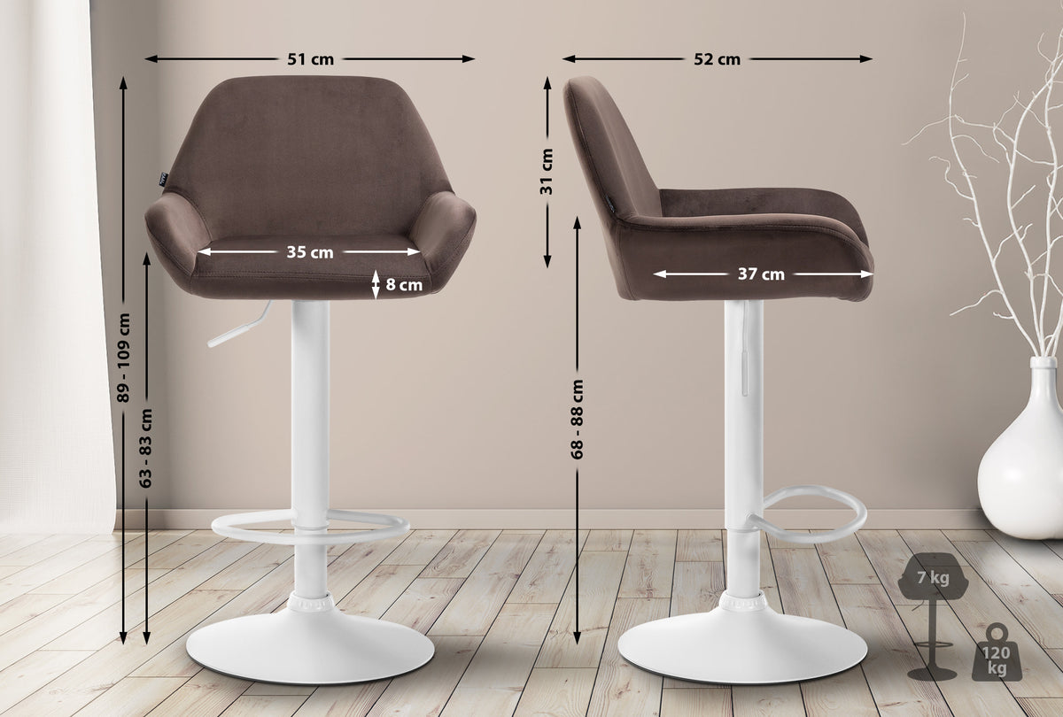 2er Set Barhocker Braga Samt weiß – Ansicht 9