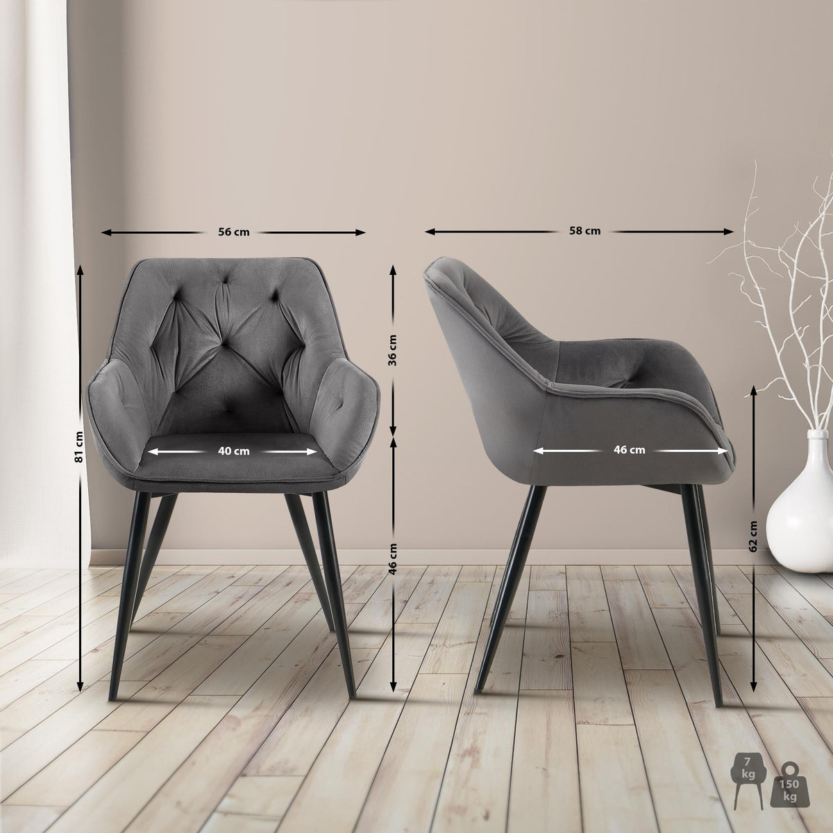 2er Set Esszimmerstühle Cassis – Ansicht 9