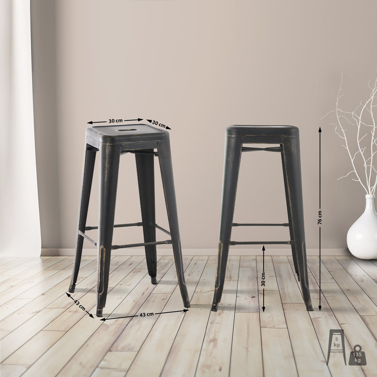 Barhocker Joshua antik – Ansicht 2