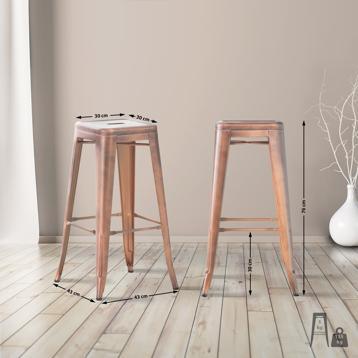 2er Set Barhocker Joshua – Ansicht 9