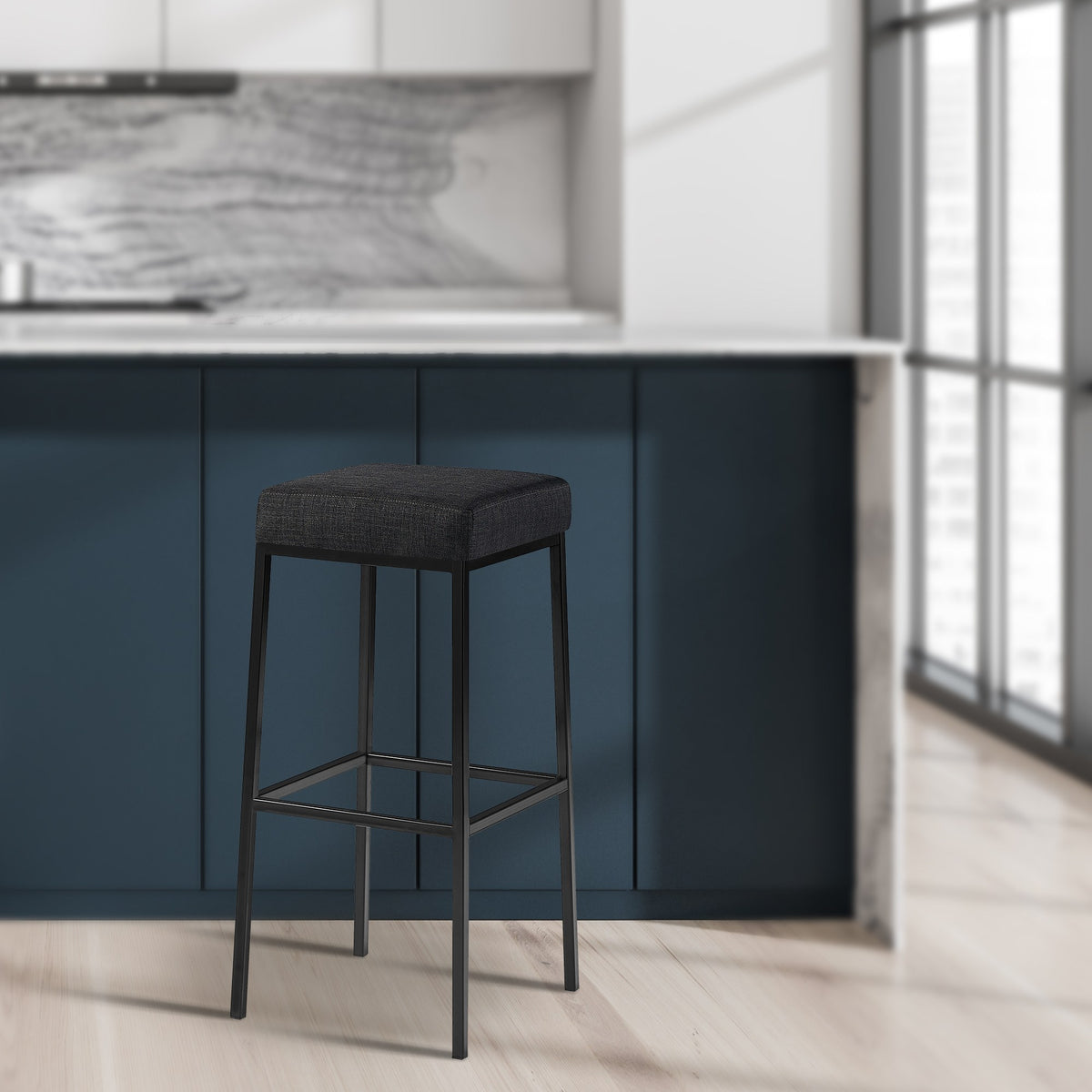 2er Set Barhocker Montreal 85 Stoff schwarz – Ansicht 10