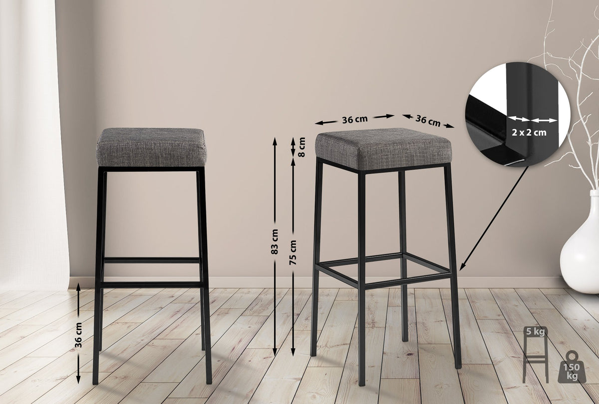 2er Set Barhocker Montreal 85 Stoff schwarz – Ansicht 2