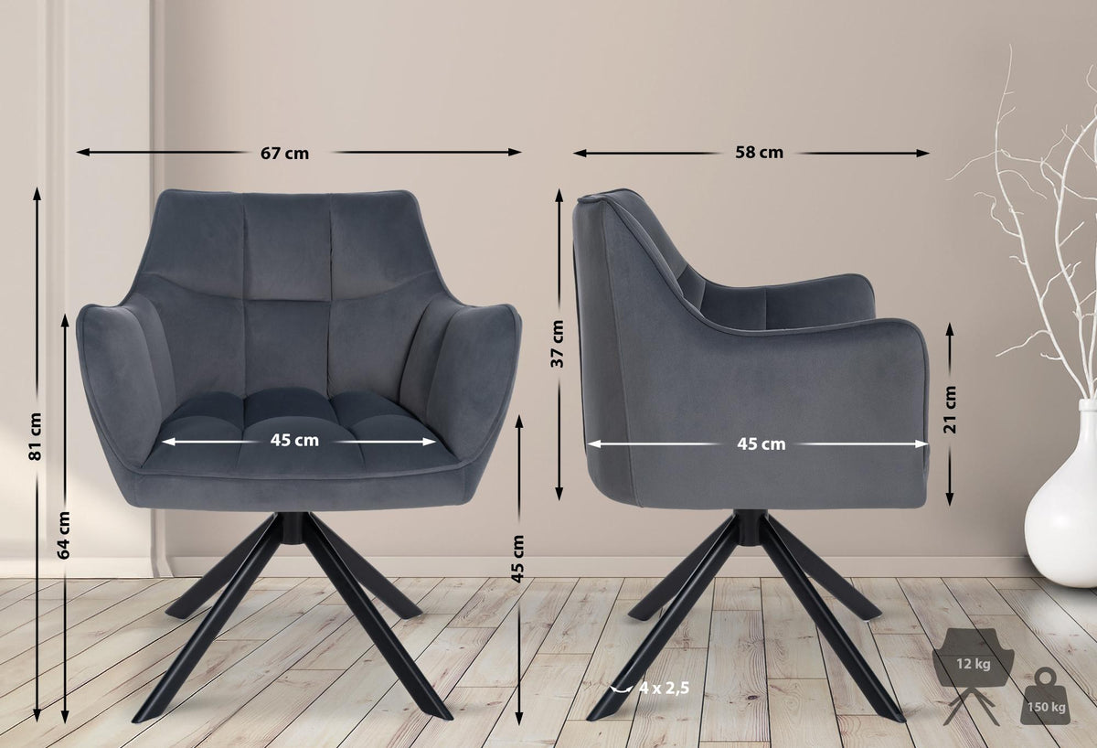 Esszimmerstuhl Swing Samt schwarz – Ansicht 9