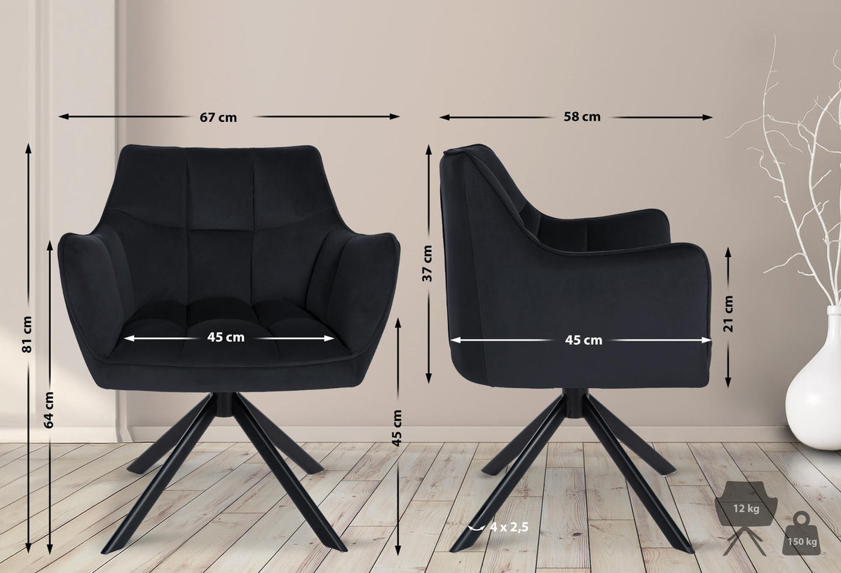 Esszimmerstuhl Swing Samt schwarz – Ansicht 16