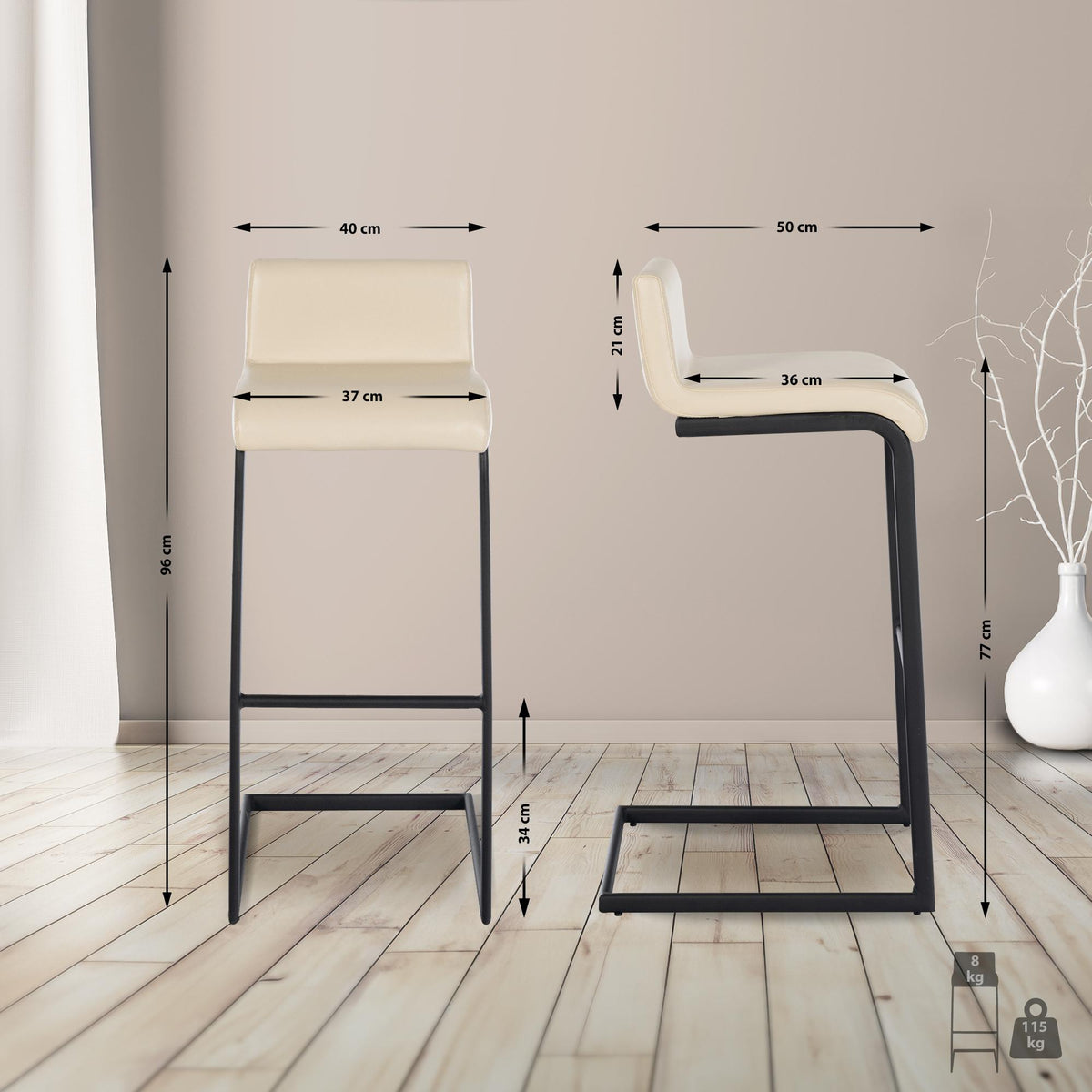 Barhocker Newport Kunstleder B – Ansicht 2
