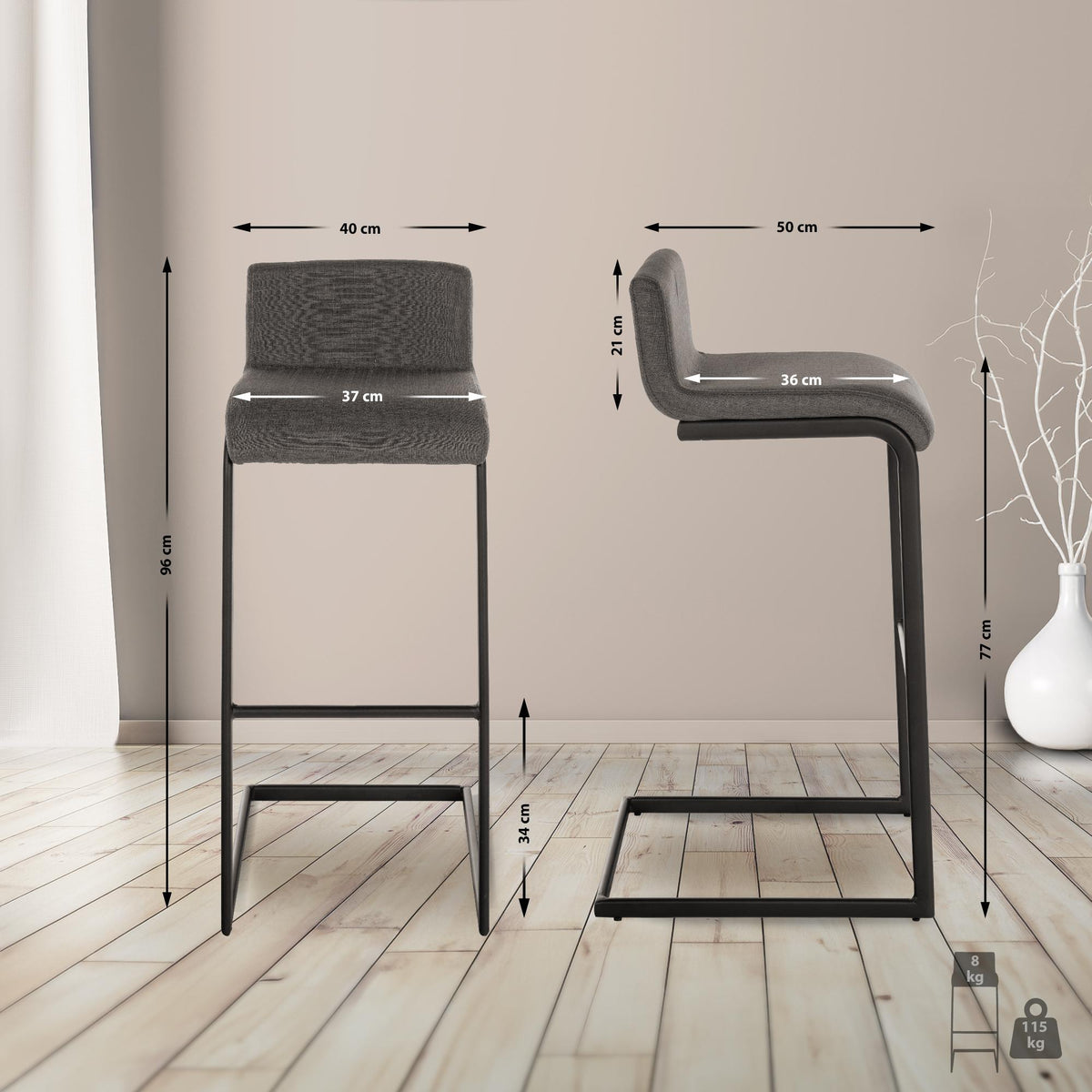 Barhocker Newport Stoff B – Ansicht 2