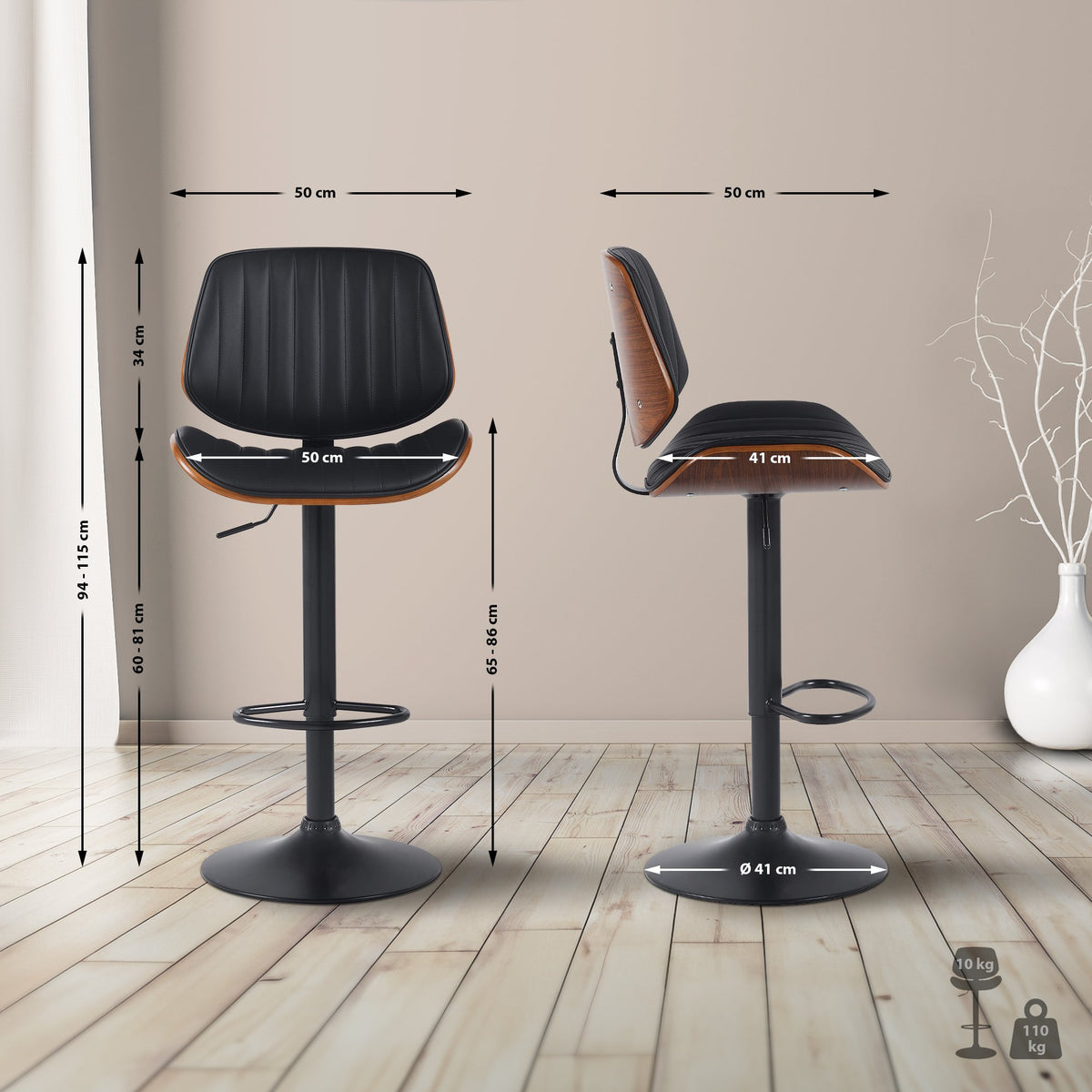 Barhocker Clawson Kunstleder schwarz – Ansicht 9