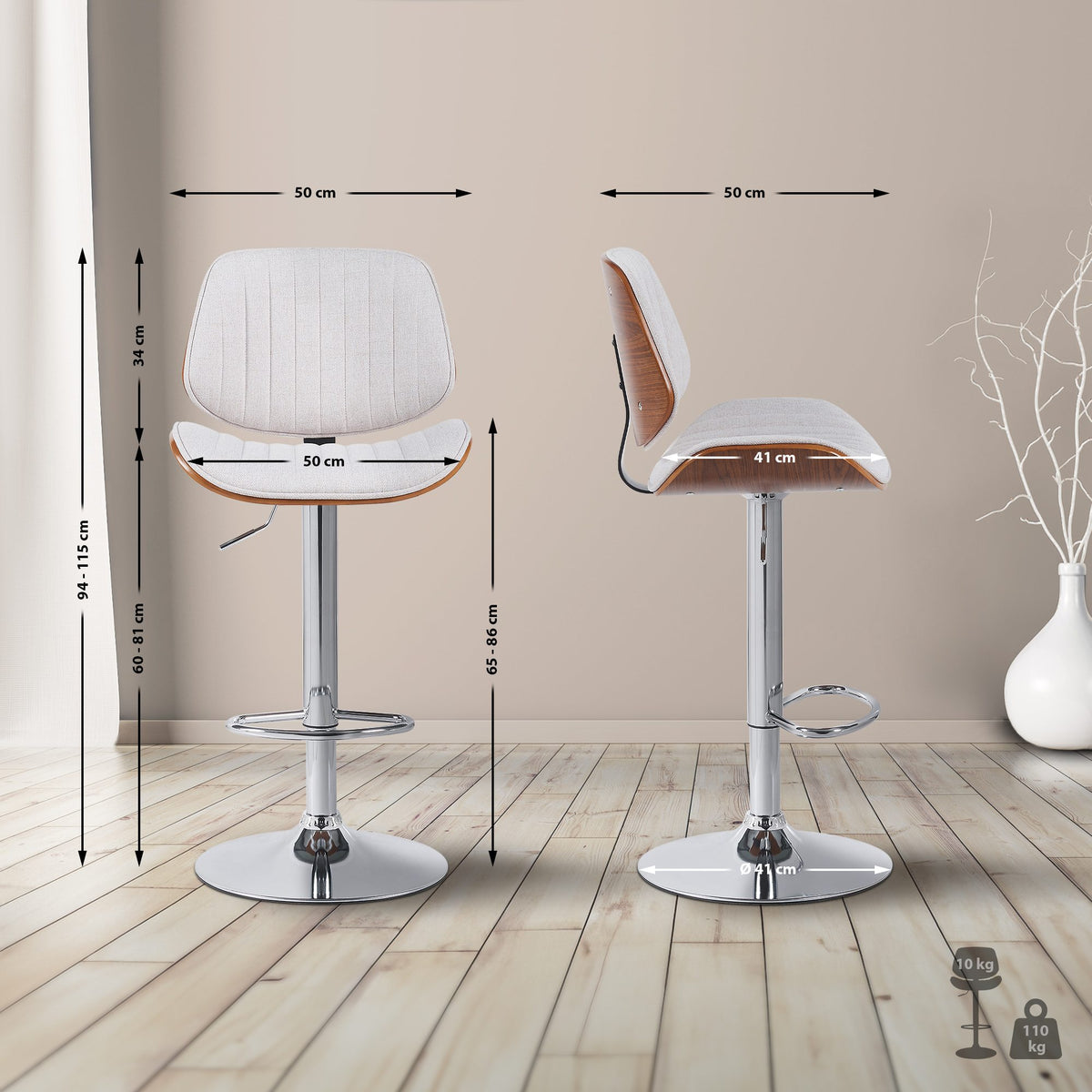 Barhocker Clawson Stoff chrom – Ansicht 9
