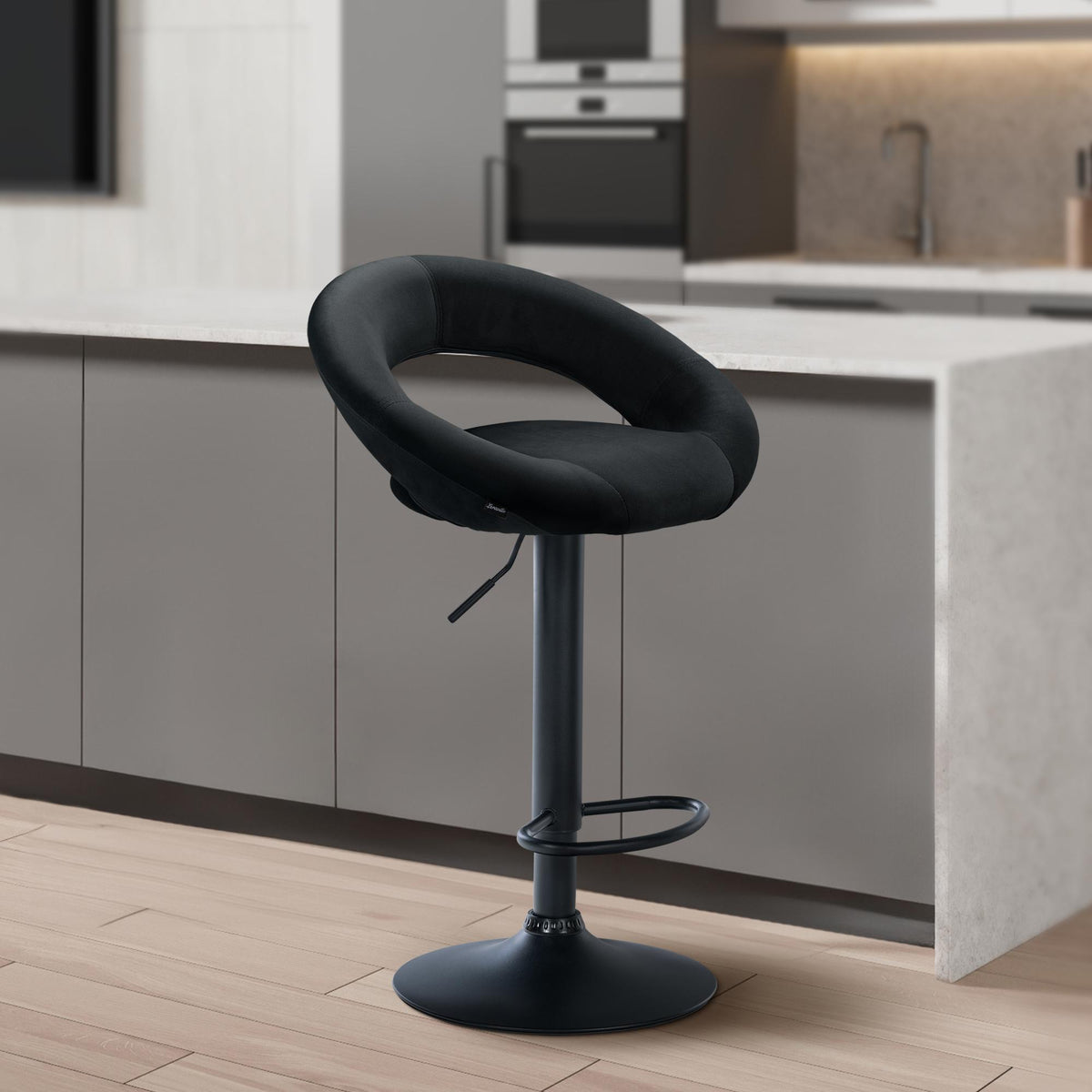 Barhocker Olinda Samt schwarz – Ansicht 10